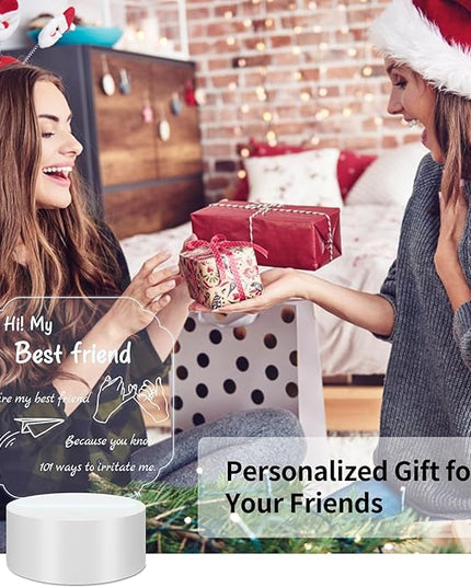 Personalized Gifts for Best Friends: 3D Illusion Lamp Engraved Acrylic LED Rechargeable Night Light with 3 Level Brightness 10 Color Modes-Friend Gifts for Thanksgiving Christmas Birthday - LeafyLoom