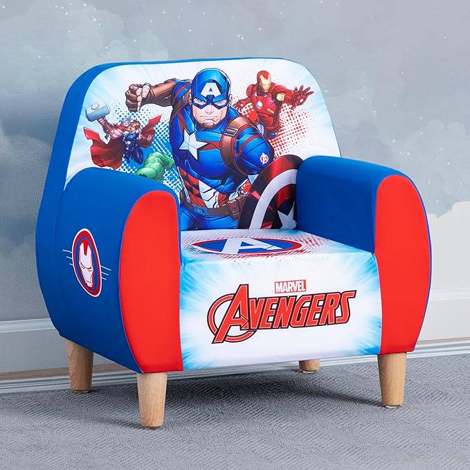 Delta Children Marvel Avengers Foam Chair for Kids, Blue - LeafyLoom