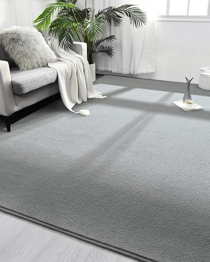 Area Rugs for Bedroom Living Room, 6x9 Grey Super Soft Comfy Thickened Memory-Foam Indoor Carpets, Modern Aesthetic Minimalist Carpet for Boys Girls Adults Apartment Nursery Home Décor - LeafyLoom