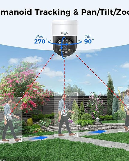 [3TB HDD+Human Tracking] Hiseeu 4K PoE Security Camera System,CCTV Camera Security System w/5MP Home Security Cameras, PTZ 270°Pan 90°Tilt，2-Way Audio,Remote Access,Night Vision,Waterproof,7/24 Record Hiseeu