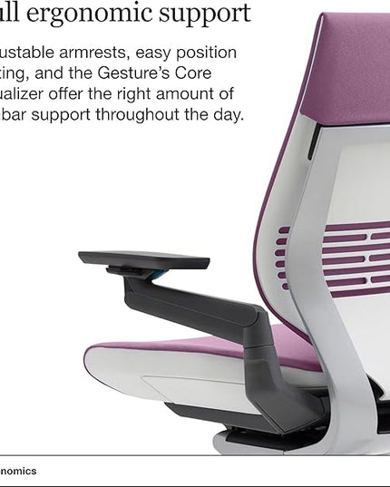 Steelcase Gesture Office Chair - Ergonomic Work Chair with Wheels for Carpet - Comfortable Office Chair - Intuitive-to-Adjust Chairs for Desk - 360-Degree Arms - Concord Purple Fabric - LeafyLoom