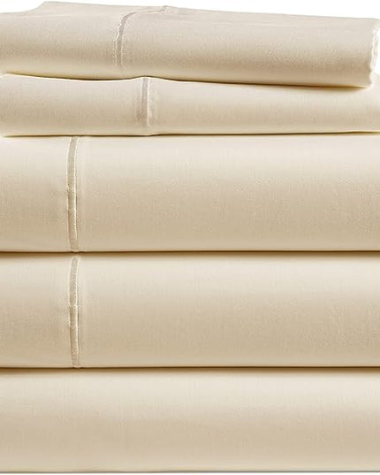 LANE LINEN Split King Sheets for Adjustable Beds - 1000 Thread Count 5 Piece Set 100% Egyptian Cotton Sateen Weave Cool Breathable & Soft 2 Fitted Fits Upto 17" Deep Pockets Ivory - LeafyLoom