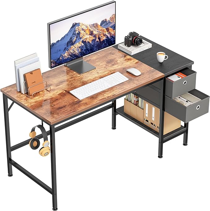 HOMIDEC Office Desk, Computer Desk with Drawers 40" Study Writing Desks for Home with Storage Shelves, Desks & Workstations for Home Office Bedroom - LeafyLoom
