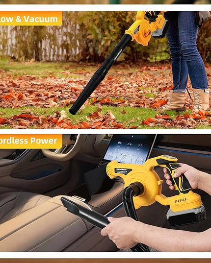 Leaf Blower Cordless for Dewalt Battery: 2-in-1 Portable Leaf Blower & Vacuum Cleaner for Dewalt 20V Max Battery, with Brushless Motor for Lawn Care/Dust/Pet Hair (Battery Not Included) - LeafyLoom