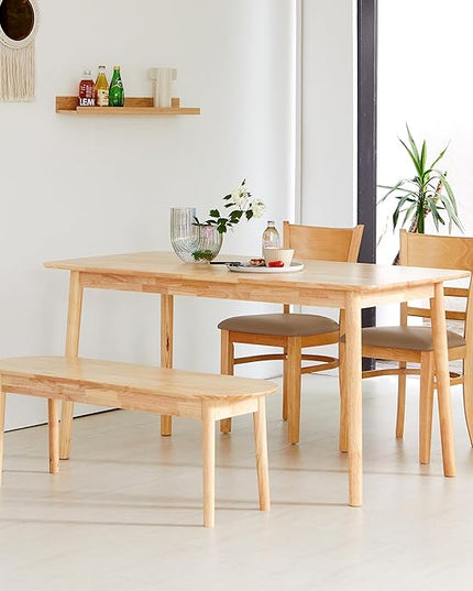 Livinia Aslan 59" Malaysian Oak Rectangular Wooden Dining Table/Large Solid Wood Kitchen Desk (Natural Oak) - LeafyLoom