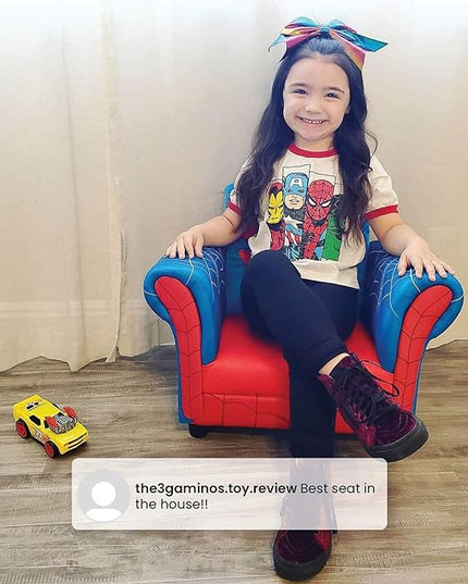 Delta Children Figural Upholstered Chair, Marvel Spider Man (Blue, Red) - LeafyLoom