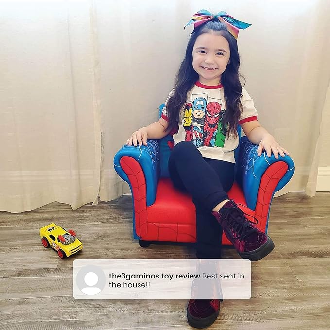 Delta Children Figural Upholstered Chair, Marvel Spider Man (Blue, Red) - LeafyLoom