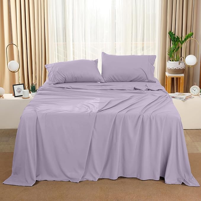 Utopia Bedding Queen Bed Sheets Set - 4 Piece Bedding - Brushed Microfiber - Shrinkage and Fade Resistant - Easy Care (Queen, Lavender) - LeafyLoom