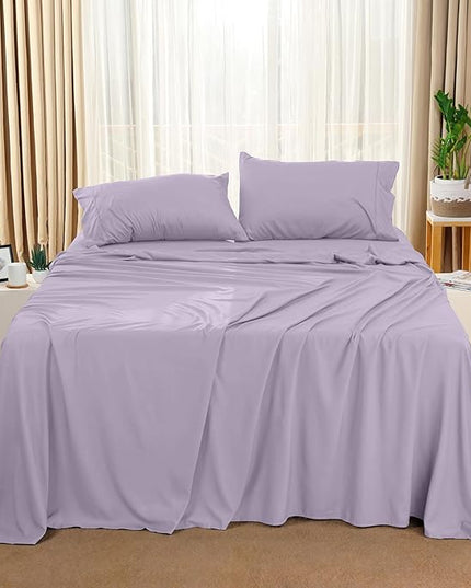 Utopia Bedding King Bed Sheets Set - 4 Piece Bedding - Brushed Microfiber - Shrinkage and Fade Resistant - Easy Care (King, Lavender) - LeafyLoom
