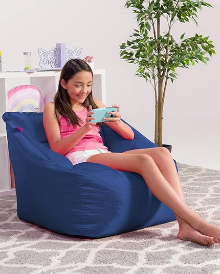 Posh Creations Structured Comfy Seat for Playrooms and Bedrooms, Large Bean Bag Chair, Coronado Chair, Navy - LeafyLoom