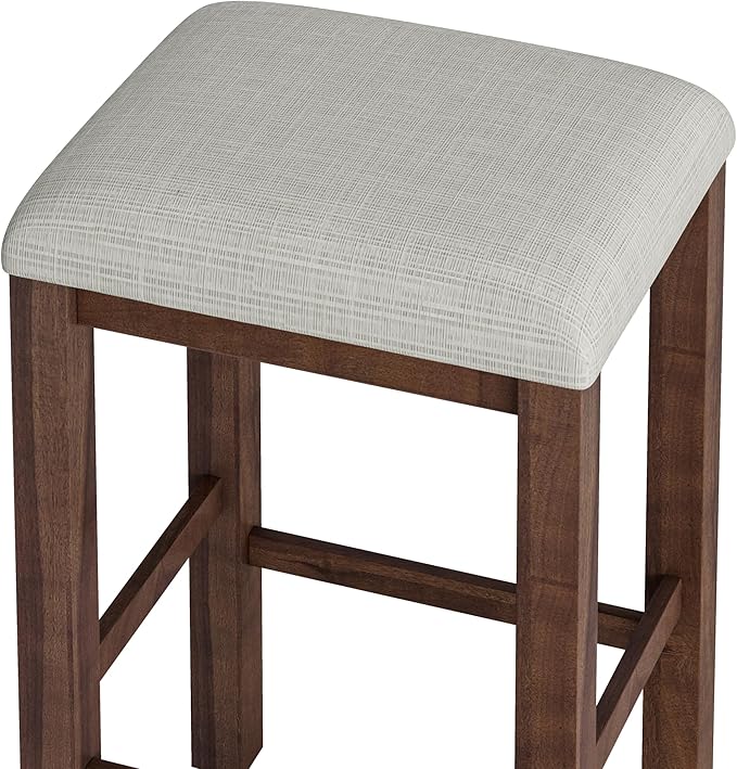 NicBex Dining Table Set for 4 Table and Chairs Modern 5-Piece Dining Table Set Bar Kitchen Table Set with Upholstered Stools for Small Space, Breakfast Nook, Easy Assemble, Walnut - LeafyLoom
