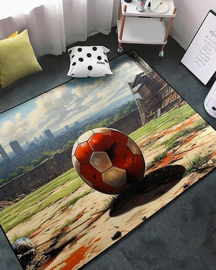 Football Rug - Football Decor for Boys Bedroom Soccer Rug for Play Area Football Printed Rug for Kids Room Basketball Rugs for Teen Boys Bedroom Playmat Area Rugs for Kids Rooms,3'×4' - LeafyLoom
