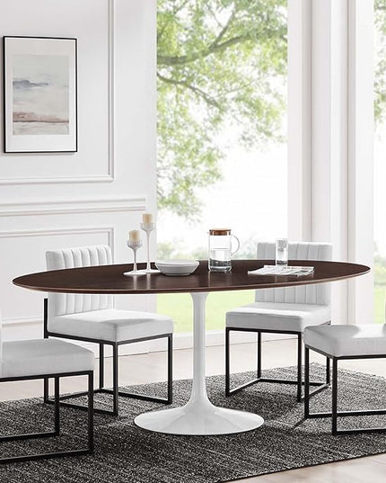 Modway Lippa Dining Table, 78", White Cherry Walnut - LeafyLoom