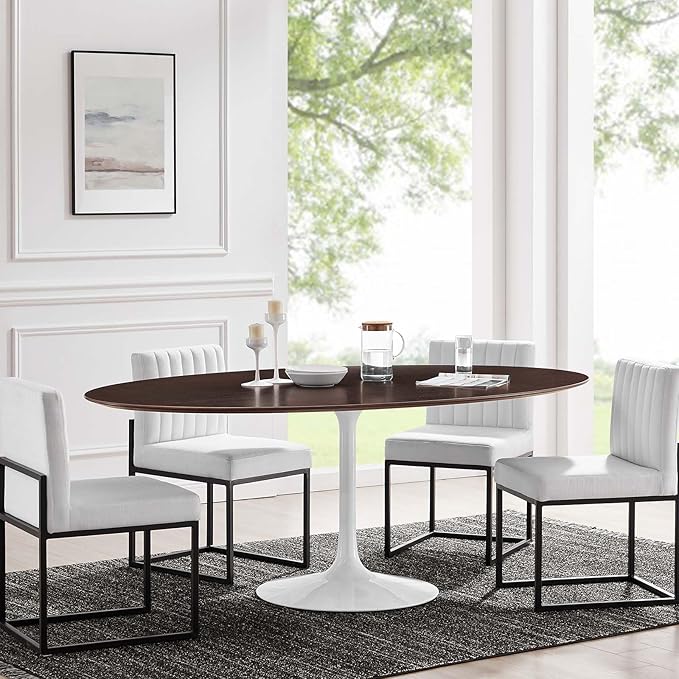 Modway Lippa Dining Table, 78", White Cherry Walnut - LeafyLoom