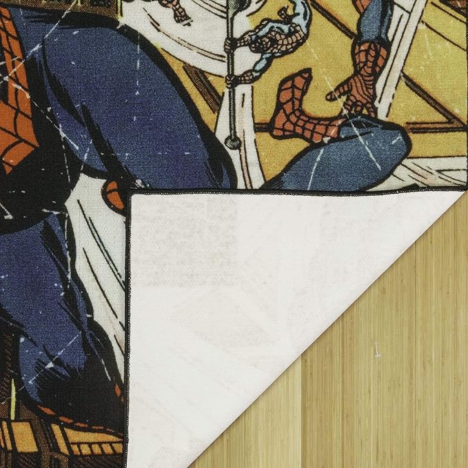 Gertmenian Marvel Rug Boys Childrens Bedroom Decor Kids Home Play Room Mat Bedding Area Carpet; 54x78 Large; Spiderman Retro Classic Comic Superhero Multi-Colored; 47327 - LeafyLoom
