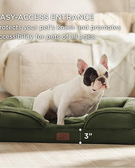 Bedsure Orthopedic Dog Bed for Medium Dogs - Waterproof Dog Sofa Beds Medium, Supportive Foam Pet Couch Bed with Removable Washable Cover, Waterproof Lining and Nonskid Bottom, Winter Moss BEDSURE