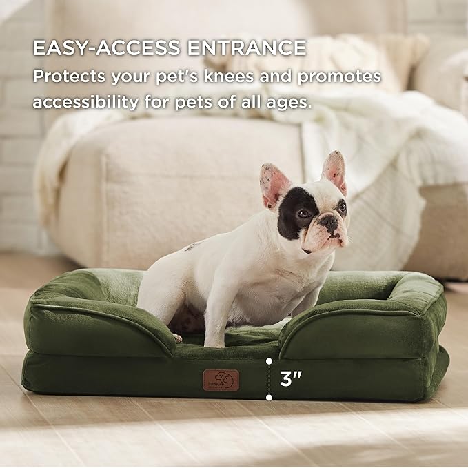 Bedsure Orthopedic Dog Bed for Medium Dogs - Waterproof Dog Sofa Beds Medium, Supportive Foam Pet Couch Bed with Removable Washable Cover, Waterproof Lining and Nonskid Bottom, Winter Moss BEDSURE
