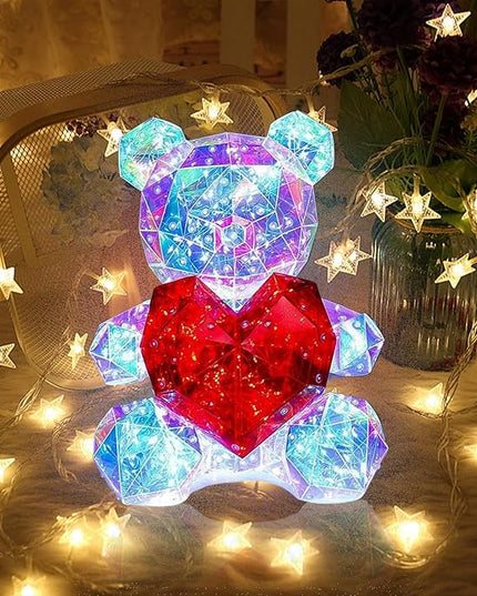 LED Bear Night Light, Glowing Bear Light Red Heart Night Light for Her,Kids Presents Gift for Girlfriend Mom Kids Birthday Anniversary,Bear Lamp for Nursery Decor (Bear with Heart) - LeafyLoom