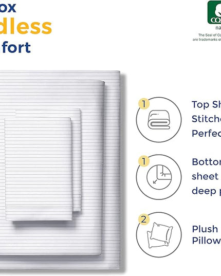 THREAD SPREAD 100% Egyptian Cotton Printed Bed Sheets - 600 Thread Count 4 PC California King Sheet Set, Hotel Luxury Bedsheets, 16" Deep Pocket Sheets for Cal King Size Bed - Pinstripe - Light Grey - LeafyLoom