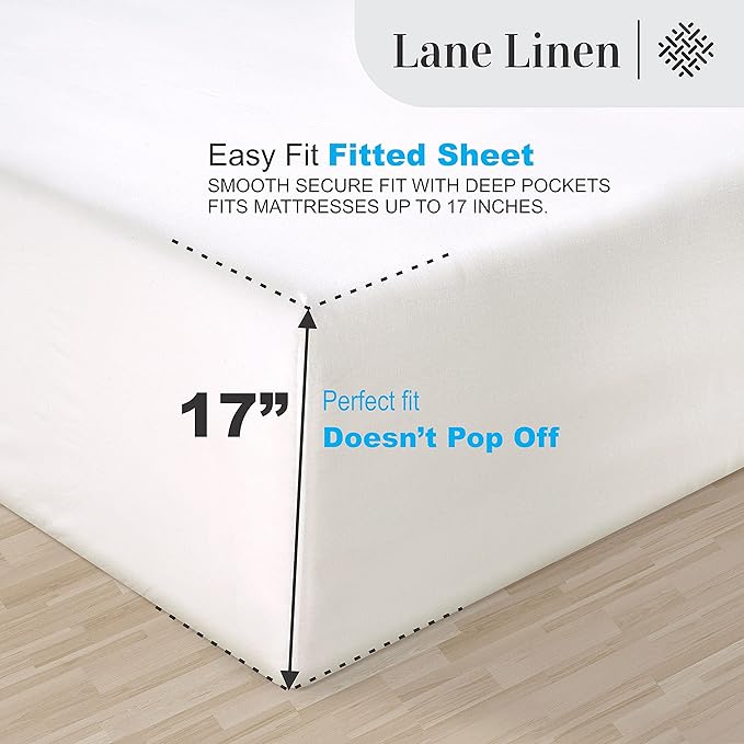 LANE LINEN 100% Egyptian Cotton Twin Sheets Set (3 PC) – 1000 Thread Count – Sateen Weave – Ultra Soft Twin Bed Sheets – Luxury Hotel Bedding – Twin Size Sheets Set with Deep Pockets – White - LeafyLoom
