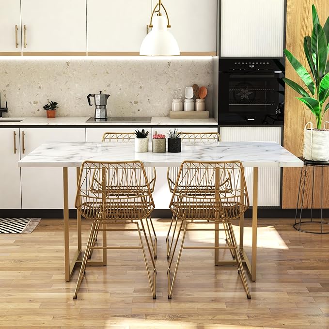 CosmoLiving by Cosmopolitan Astor Dining Table, 64 in x 36 in x 30 in, White - LeafyLoom