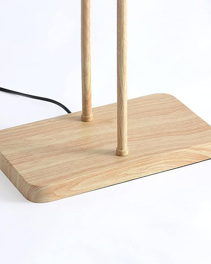 Amud - Floor Lamp, 2-Light with Bamboo Wicker Panels Wood Finish, Beige - LeafyLoom
