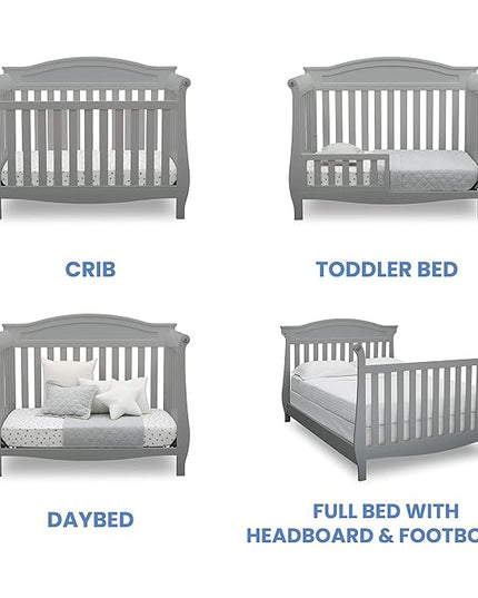Delta Children Lancaster 4-in-1 Convertible Baby Crib, Grey - LeafyLoom