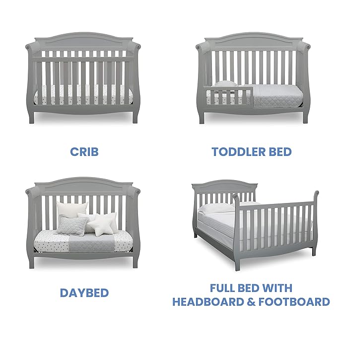 Delta Children Lancaster 4-in-1 Convertible Baby Crib, Grey - LeafyLoom