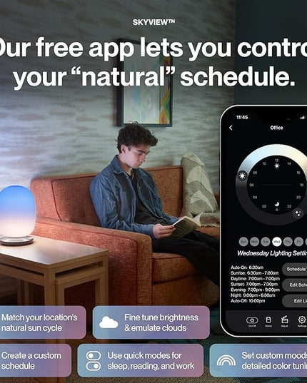 Wellness Table Lamp SKY-VIEW 2, Designed by NASA Engineers – Improves Focus, Boosts Mood, and Helps You Sleep Better - LeafyLoom