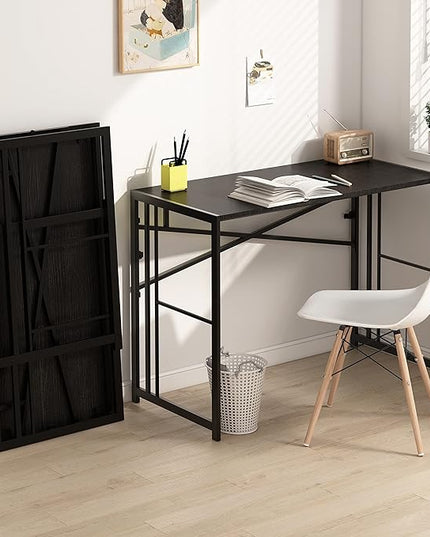 EMODA Folding Computer Desk 40 inch, No Assembly Needed Home Office Table Study Writing Gaming Desk, Black - LeafyLoom