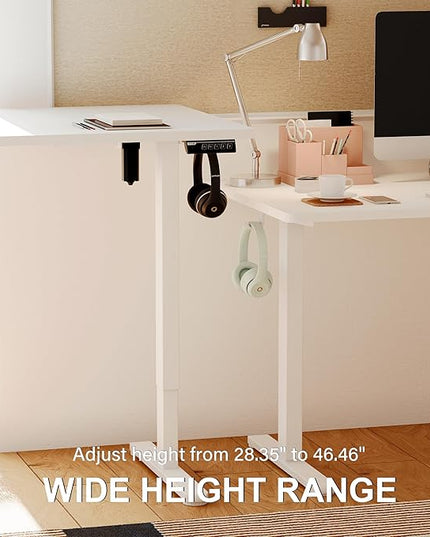 Monomi Electric Standing Desk, 48 x 24 inches Height Adjustable Desk, Ergonomic Home Office Sit Stand Up Desk with Memory Preset Controller (White Top/White Frame) - LeafyLoom