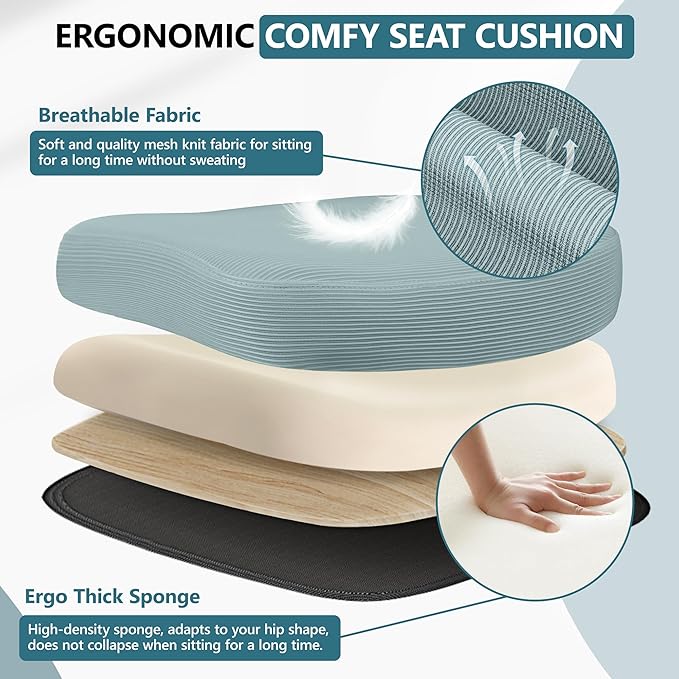 MINLOVE Office Chair Ergonomic Desk Chair with Adjustable Lumbar Support and Height, 90° Flip-up Armrests, Ergo Desk Chairs with Wheels, 360° Swivel Mesh Chair, Home Work Use (Light Blue) - LeafyLoom