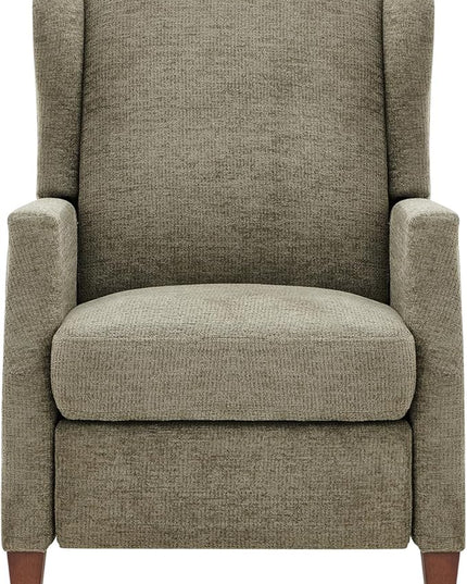 COLAMY Wingback Pushback Recliner Storage Pocket Upholstered Fabric Living Room Chair Armchair, with Wood Legs and Nailhead Trim, Green - LeafyLoom