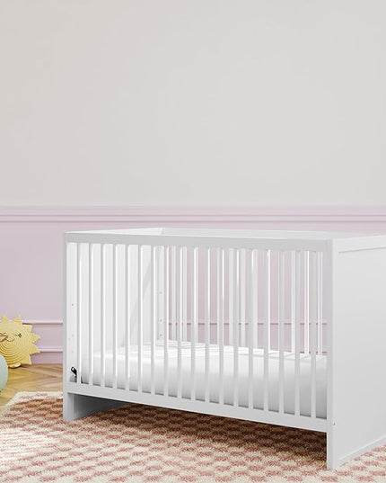 Storkcraft Calabasas 3-in-1 Convertible Crib (White) – GREENGUARD Gold Certified, Fits Standard Crib Mattress, Converts to Toddler Bed, Modern Style, Easy 30-Minute Assembly - LeafyLoom