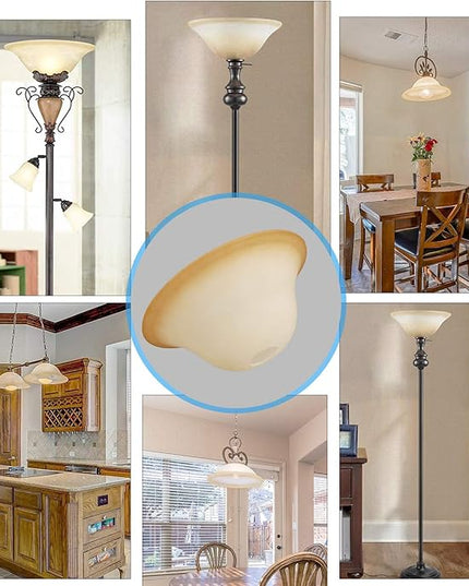 Giluta Small Floor Lamp Glass Shade Replacement Globe -Fitting Opening 1.625" Elegant Style Small Light Fixture Shade, Height: 4.13 inch (105mm), Width: 9.45 inch (240mm). Lipless - LeafyLoom