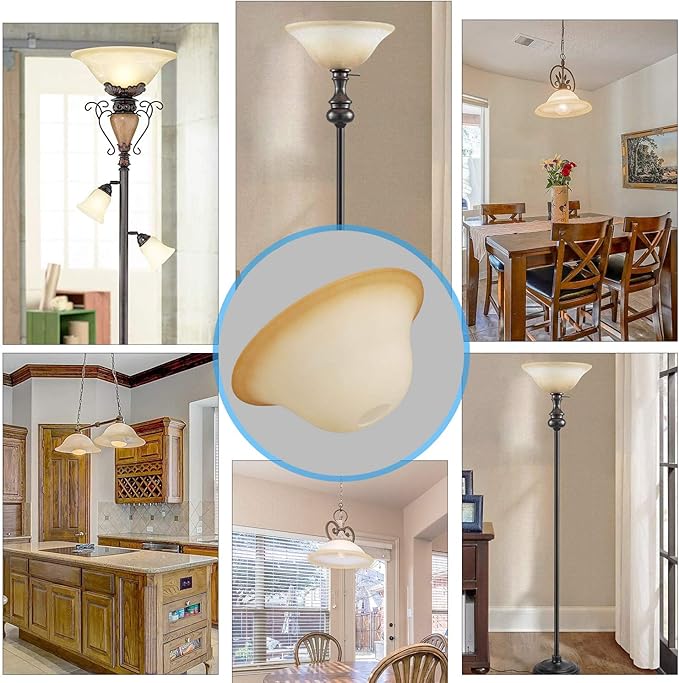 Giluta Small Floor Lamp Glass Shade Replacement Globe -Fitting Opening 1.625" Elegant Style Small Light Fixture Shade, Height: 4.13 inch (105mm), Width: 9.45 inch (240mm). Lipless - LeafyLoom