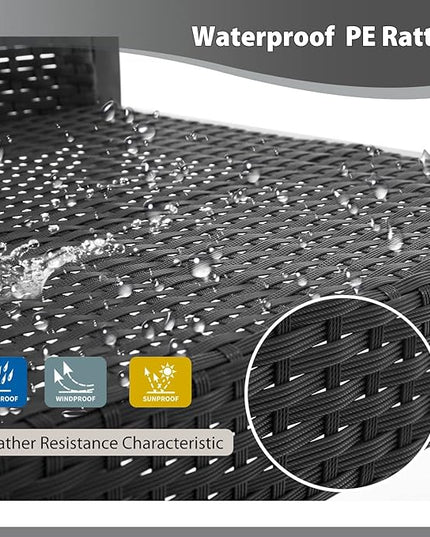 FDW Wicker Patio Chairs Rattan Bistro Set Outdoor Furniture for Backyard Porch Poolside Lawn, Cushion, Black and Black - LeafyLoom
