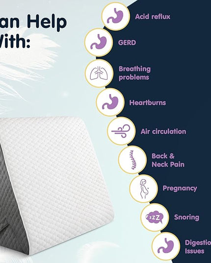 Adjustable Bed Wedge Pillow for Sleep Apnea, Gerd, Acid Reflux, Post Surgery, Heartburn - Foam Wedge Pillow for Back Pain Relief, Sleep Apnea Pillow Wedge or Bed Wedge Pillow for Sleeping for Seniors - LeafyLoom