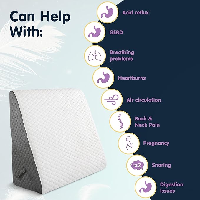 Adjustable Bed Wedge Pillow for Sleep Apnea, Gerd, Acid Reflux, Post Surgery, Heartburn - Foam Wedge Pillow for Back Pain Relief, Sleep Apnea Pillow Wedge or Bed Wedge Pillow for Sleeping for Seniors - LeafyLoom
