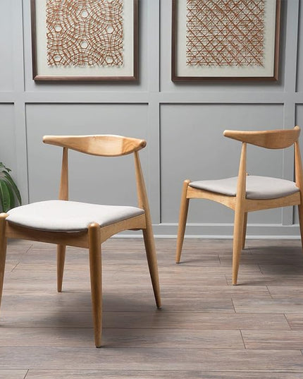 Christopher Knight Home Francie Fabric with Oak Finish Dining Chairs, 2-Pcs Set, Beige - LeafyLoom