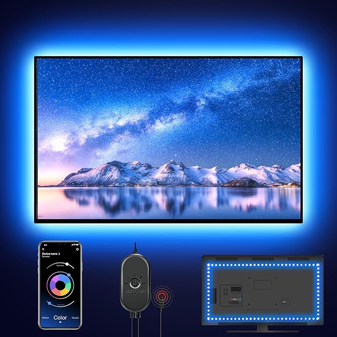 Nexillumi LED Lights for TV - 9.8ft RGB LED Strip Lights, APP Remote Control Music Sync for Bedroom Nexillumi