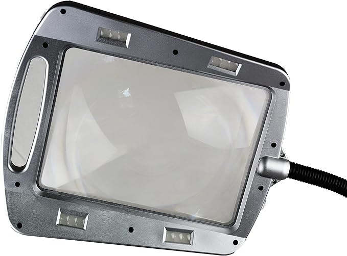 402039-05 Full Page 8 x 10 Inch Magnifier LED Illuminated Floor Lamp, Plastic,Silver - LeafyLoom