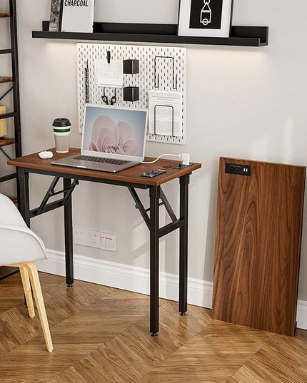 TEMI Computer Desk with Power Outlet - Portable Small with USB Ports, Durable Construction. Perfect Writing Desk, Study Table, and Office Table for Compact Spaces. Work Desk for Home Office Use. - LeafyLoom