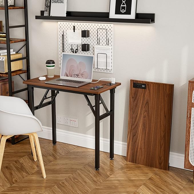 TEMI Computer Desk with Power Outlet - Portable Small with USB Ports, Durable Construction. Perfect Writing Desk, Study Table, and Office Table for Compact Spaces. Work Desk for Home Office Use. - LeafyLoom