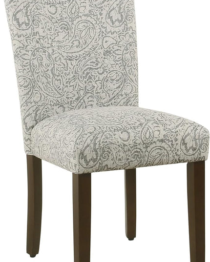 HomePop Parsons Classic Upholstered Accent Dining Chair, Set of 2, Gray and Cream - LeafyLoom