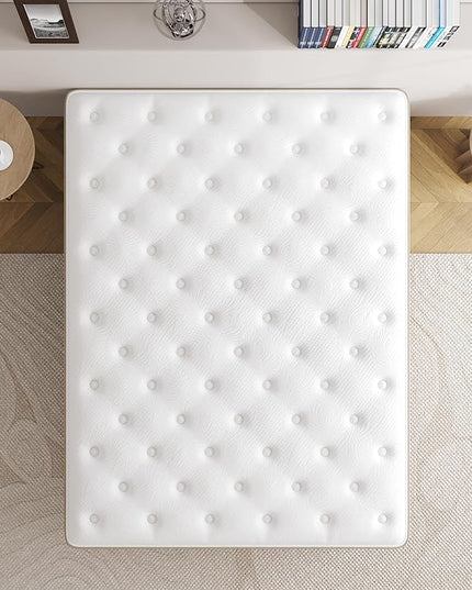 Full Size Mattress, 12 Inch White Full Mattress in a Box, Memory Foam Individually Pocket Coils for Pain Relief, Medium Firm Full Mattresses, CertiPUR-US Certified. - LeafyLoom