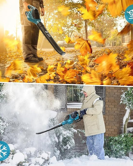 Leaf Blower Cordless with Battery and Charger, 21V Brushless 8000mAh 5 Speeds Adjustable Cordless Battery Powered Blower for Lawn Care, Electric Leaf Blower Cordless with 2 Batteries Cordless Blower - LeafyLoom
