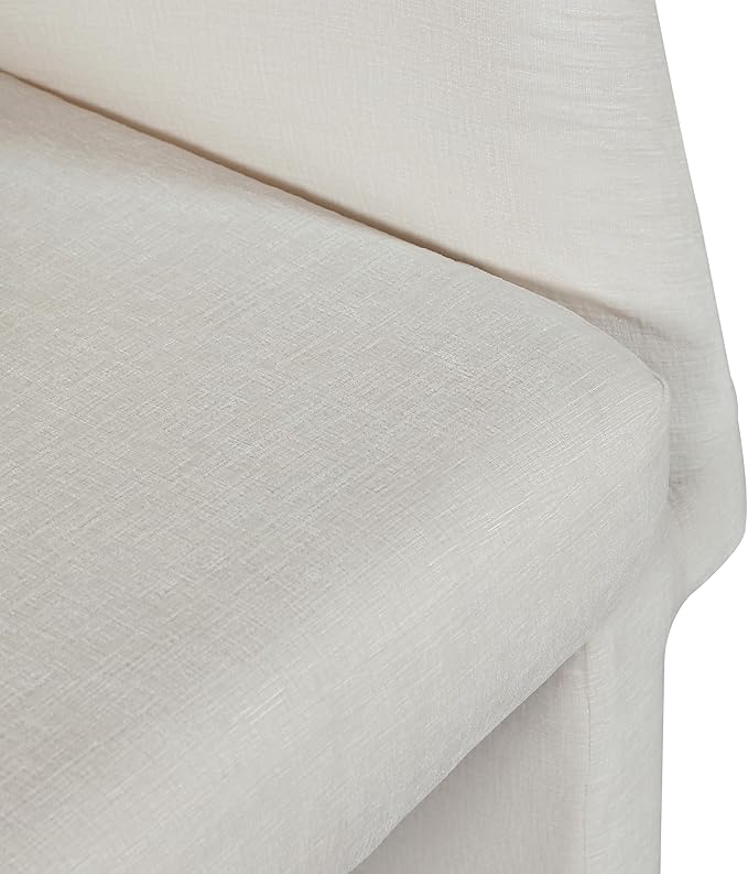 Meridian Furniture Emmet Collection Modern | Contemporary Dining Accent Chair with Rich Fabric, Steel Inner Frame, 26" W x 23.5" D x 30" H, Cream - LeafyLoom