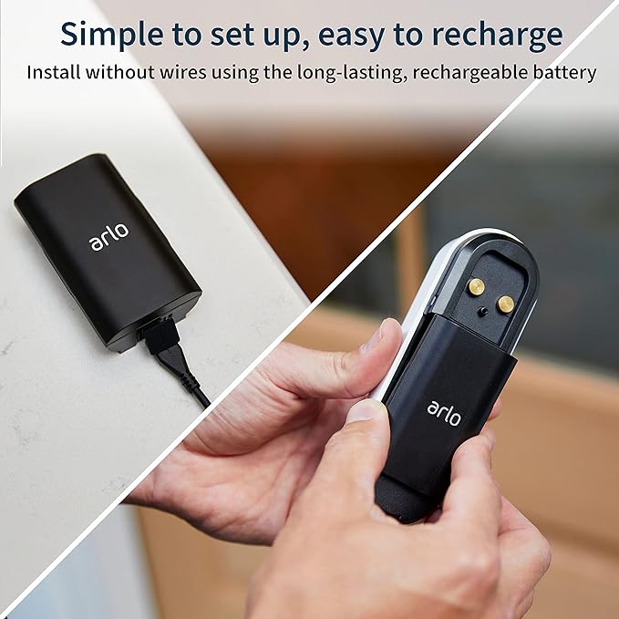 Arlo Essential Video Doorbell Wire-Free - HD Video, 180° View, Night Vision, 2 Way Audio, Direct to Wi-Fi No Hub Needed, Wire Free or Wired, Black - AVD2001B, 1 Count (Pack of 1) Arlo
