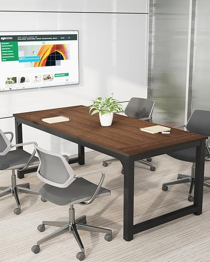 Tribesigns Modern Computer Desk, 70.8 x 35.4 inch Large Executive Office Desk Computer Table Study Writing Desk Workstation for Home Office, Teak - LeafyLoom